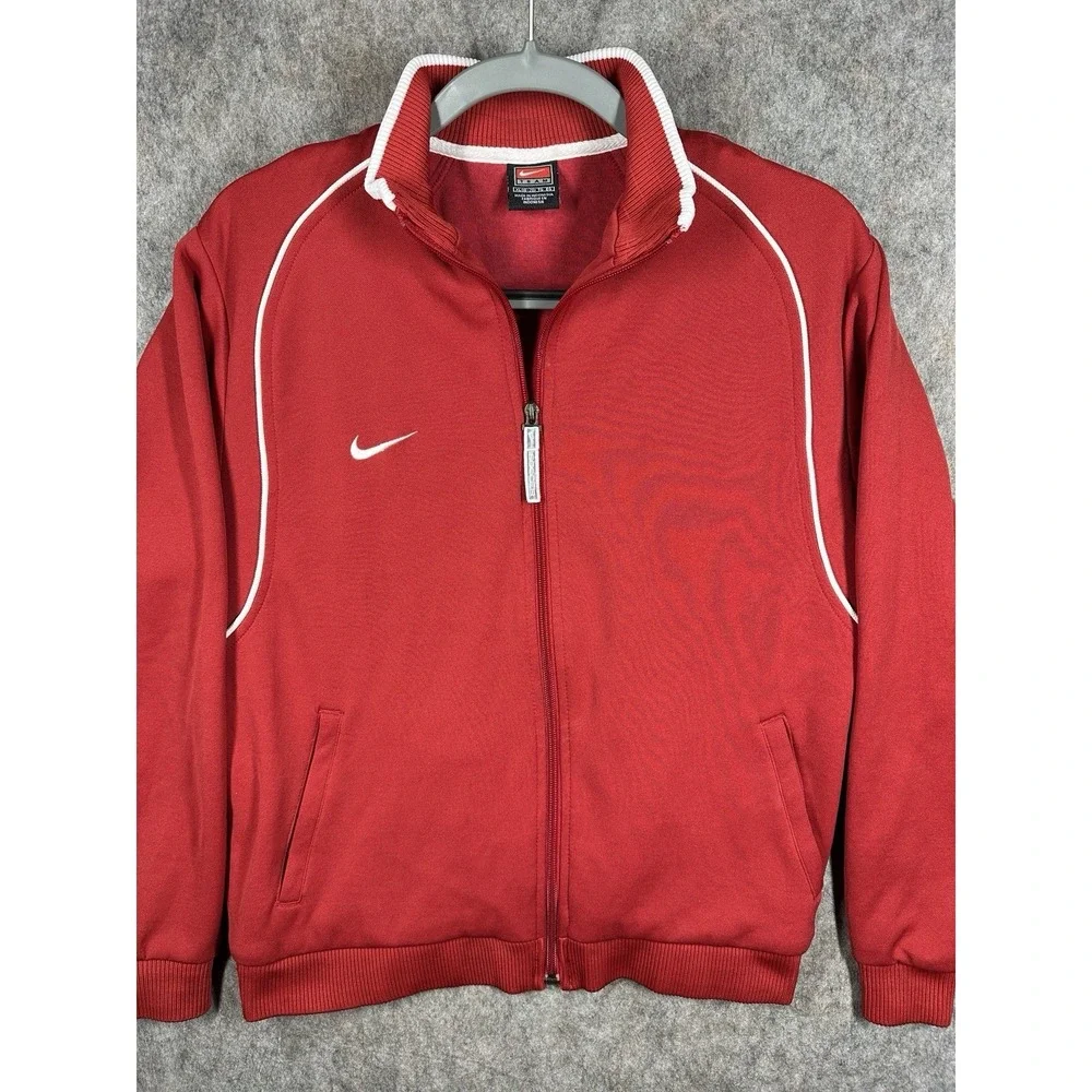 Nike Team Y2K Track Jacket Red White Full Zip Swoosh Youth XL Vintage 2000s